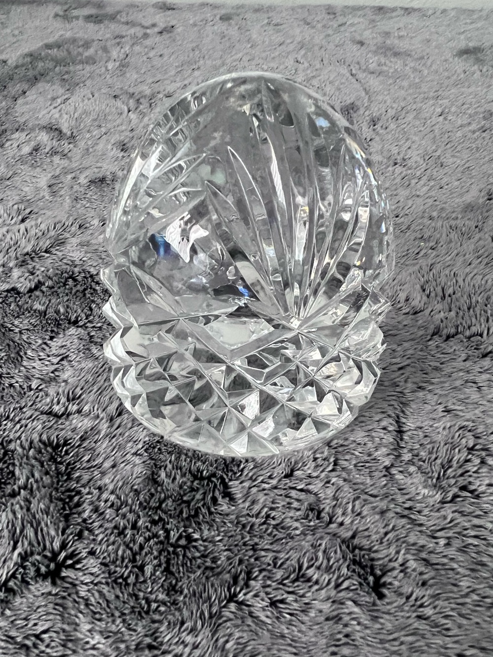 Vintage Heavy Cut Crystal Starburst Fan Design Paperweight